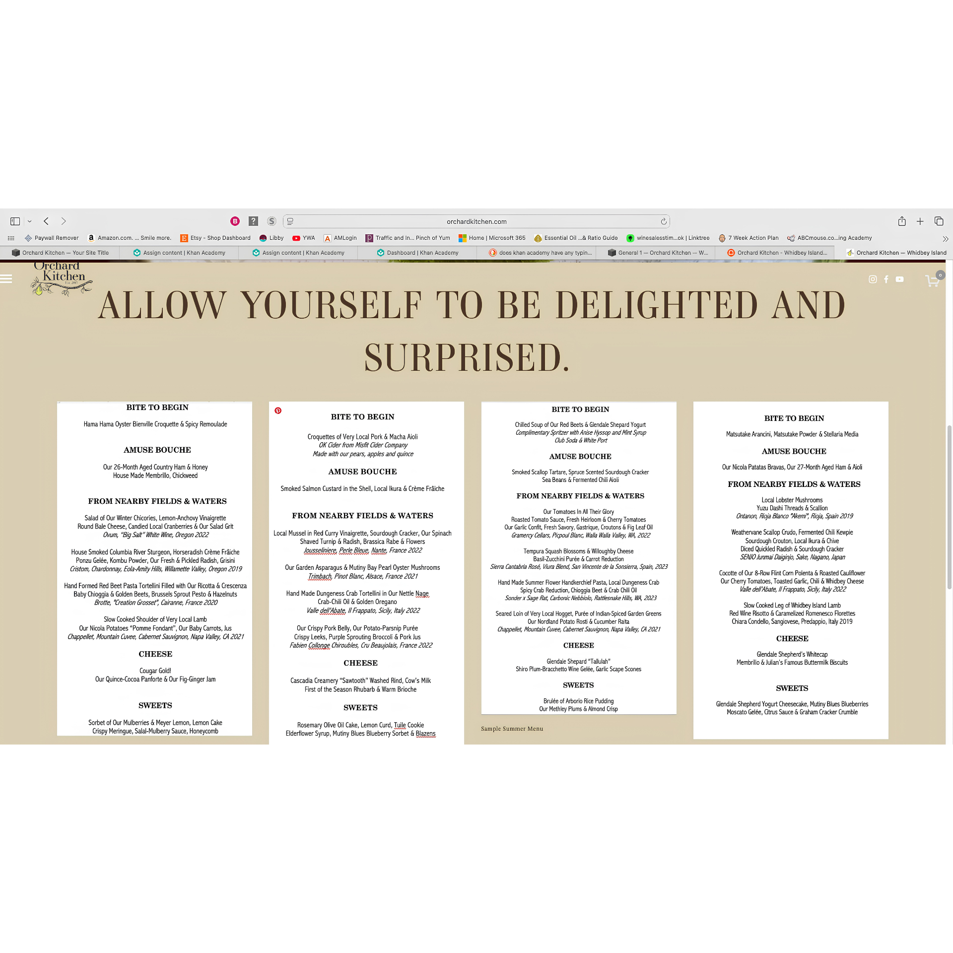 Previous Orchard Kitchen menu page
