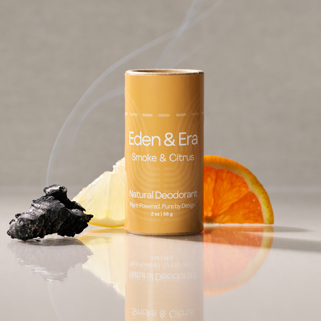Eden & Era Smoke & Citrus natural deodorant with charcoal and orange